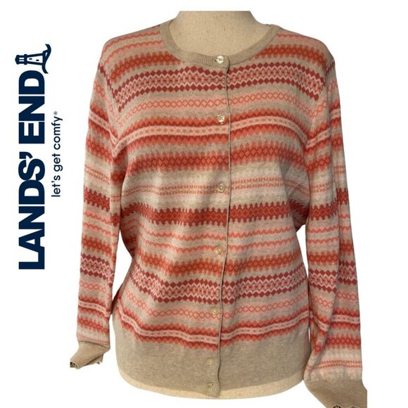 Lands' End special ed Cardigan Pink Cream Plus Size Women's 18P quality fabric - Picture 1 of 3